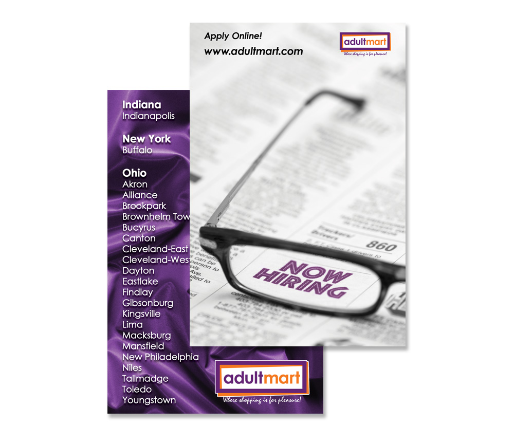adultmart now hiring post card design